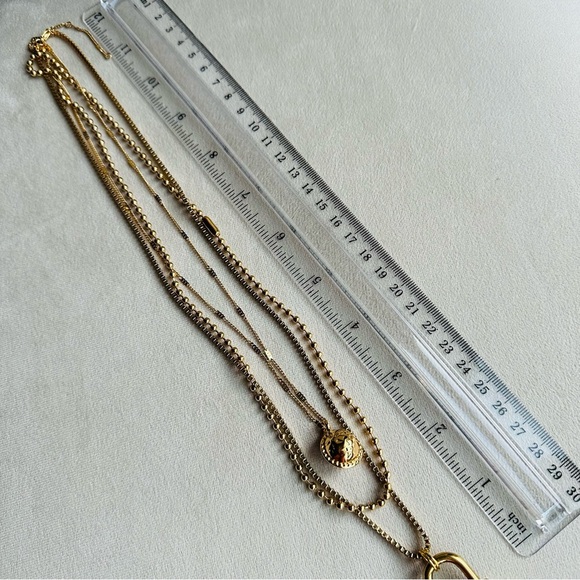 Louis Vuitton Lock Necklace Layered Set Globe Ball Chain Stainless Steel Gold - Picture 15 of 17